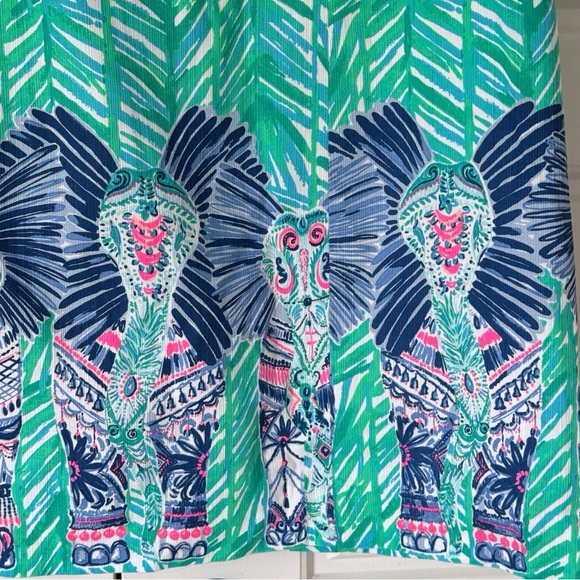 Lilly Pulitzer Tandie Shift Dress Womens 14 Toucan Green Costa Verde Elephant - Picture 4 of 15